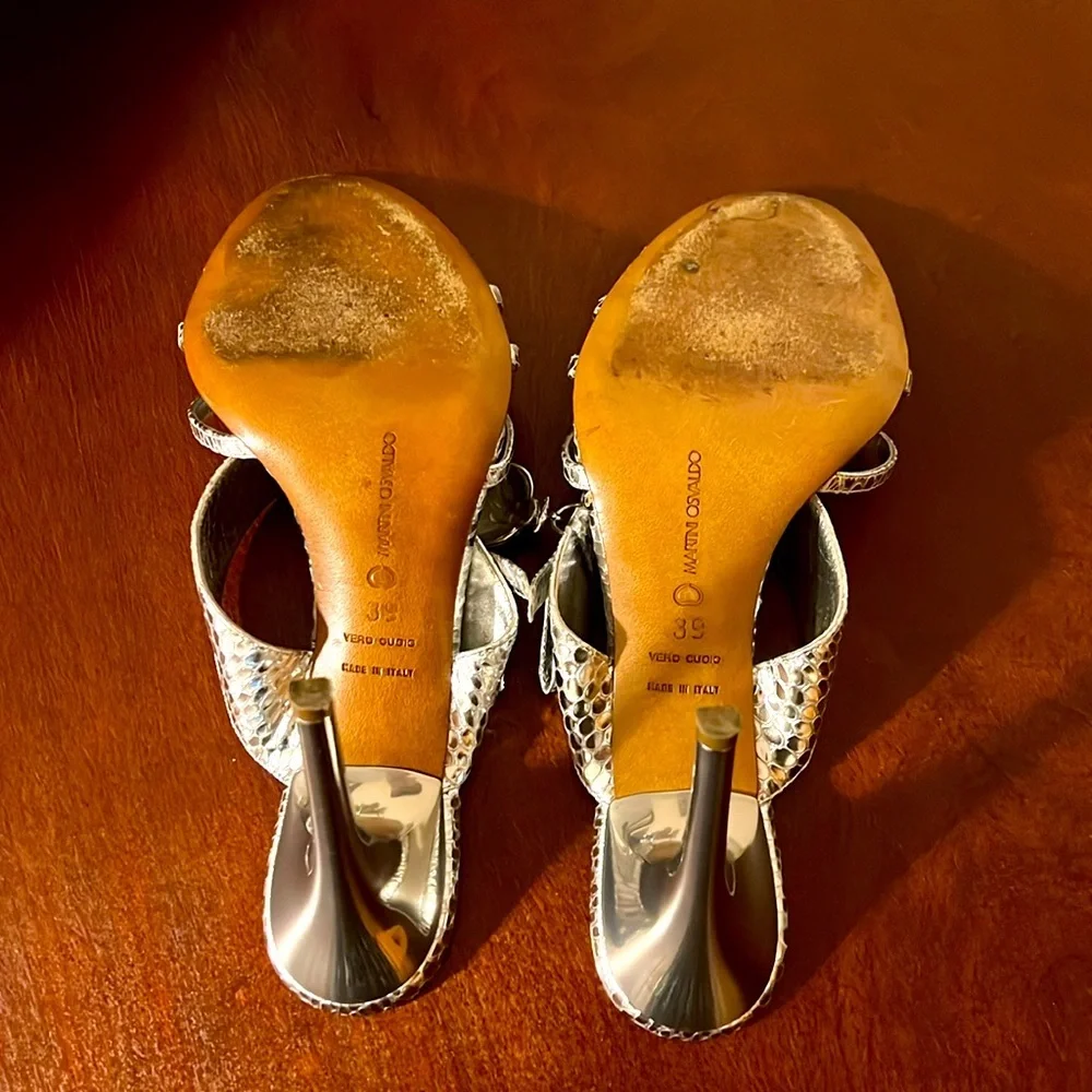 Martini Osvaldo. Silver High Heels Sandals. Size 38 or US 8